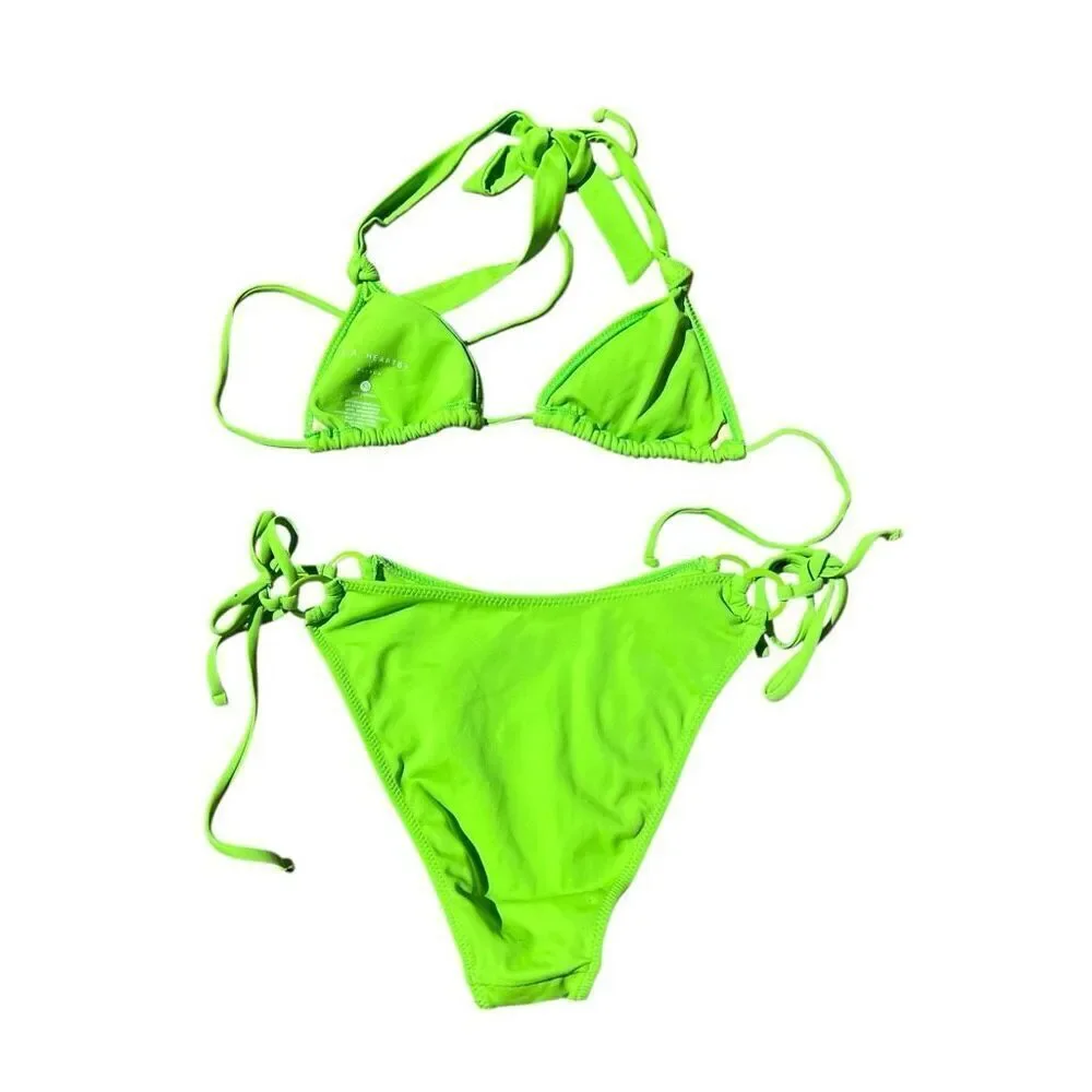 L.A HEARTS BY PACSUN Neon Green Bikini Top (XS) Bottom (S)